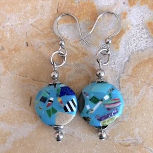 Mosaic Turquoise earrings Stainless Steel RARE 😍